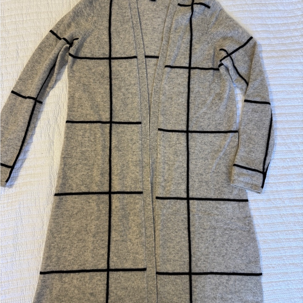 CHARTERS CLUB GRAY  OPEN FRONT CASHMERE  LONG CARDIGAN SIZE S